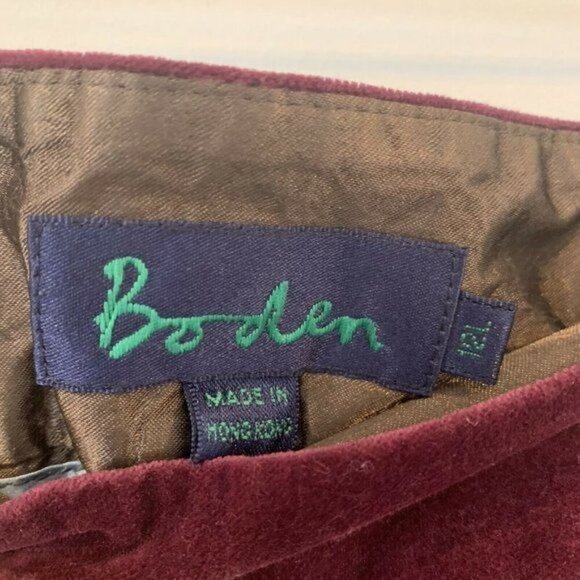 Boden Womens Velvet Bootcut Pants 12L Burgundy Stretch Pockets - Picture 3 of 6